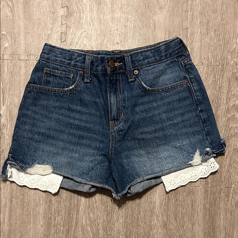 Old Navy Girls Denim Shorts Size 14 w/ Peek a Boo Pockets